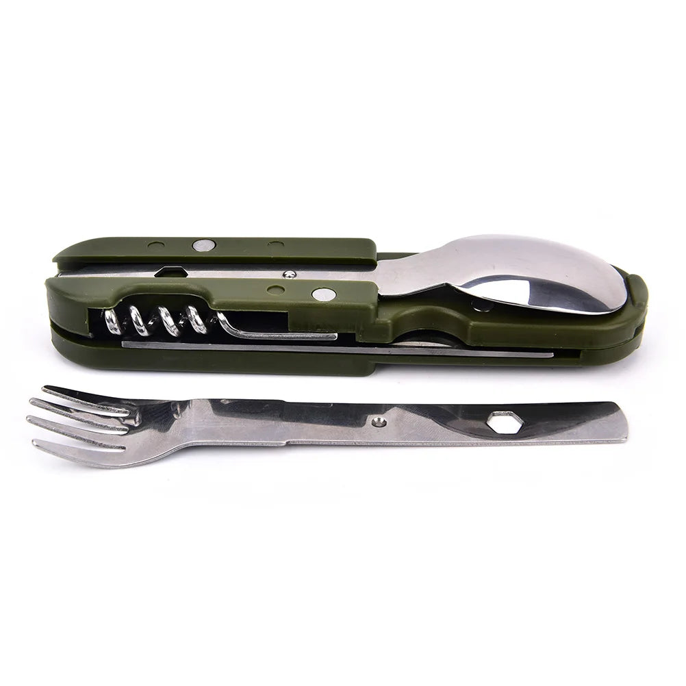 Stainless Steel Folding Camping Cutlery Set Stainless Steel Folding Camping Cutlery Set