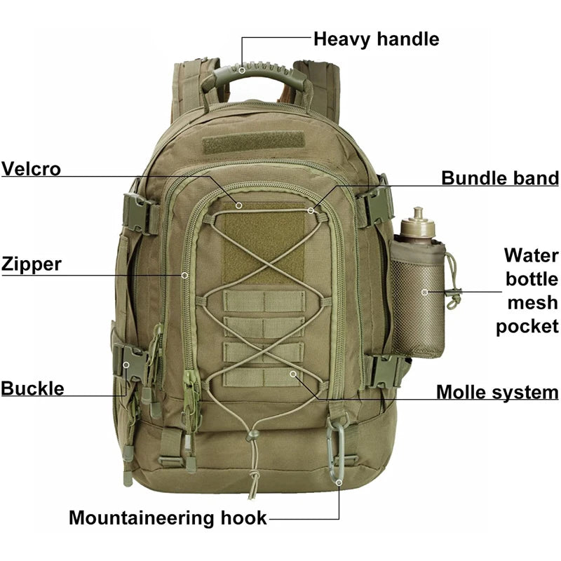 65L Tactical Hiking Backpack – Military Camping Rucksack 65L Tactical Hiking Backpack – Military Camping Rucksack