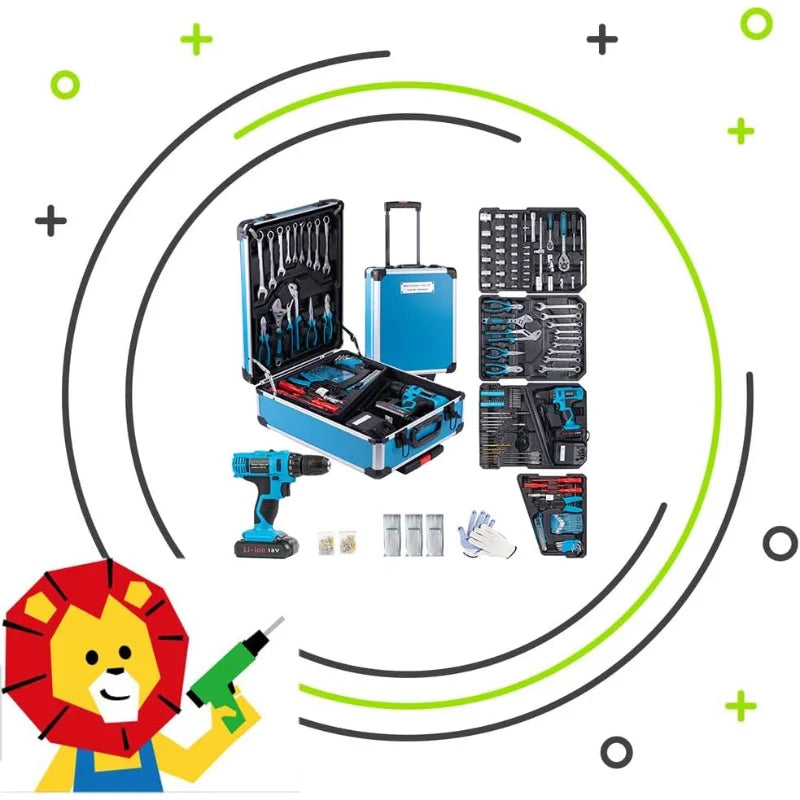 346-Piece Cordless Drill & Tool Set – 18V Power Drill Kit with DIY Hand Tools 346-Piece Cordless Drill & Tool Set – 18V Power Drill Kit with DIY Hand Tools