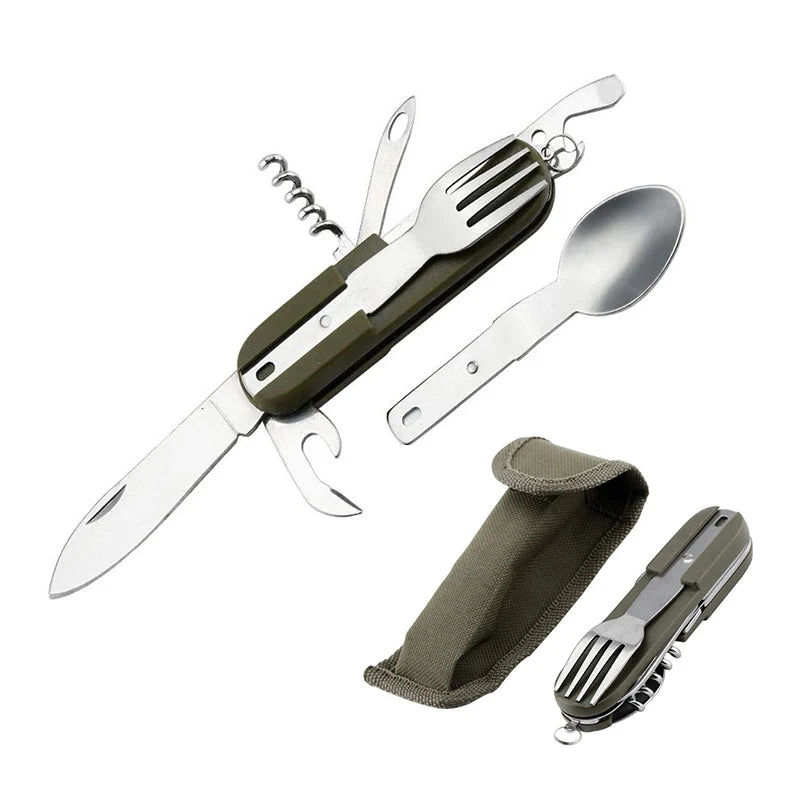 Stainless Steel Folding Camping Cutlery Set Stainless Steel Folding Camping Cutlery Set