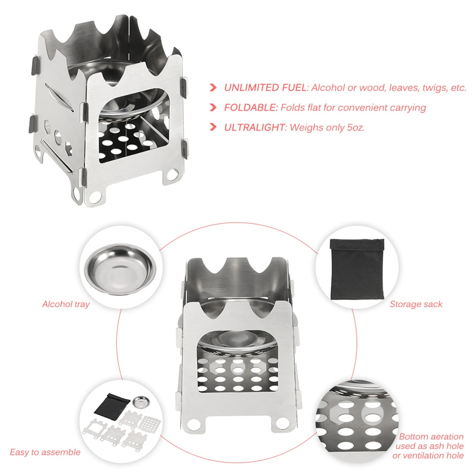 Portable Titanium Folding Camping Stove Portable Titanium Folding Camping Stove