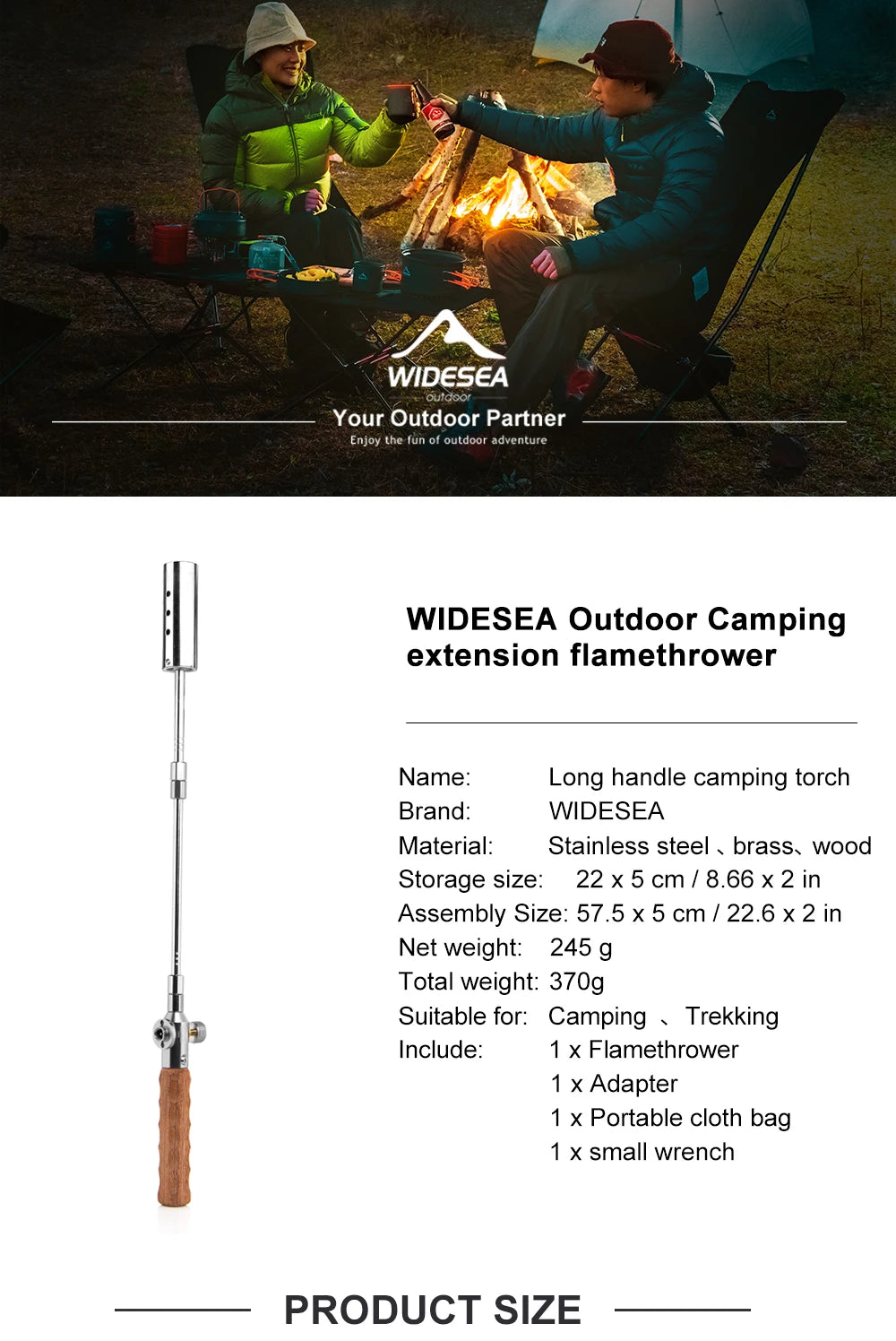Widesea Portable Camping Flame Igniter with Wooden Handle Widesea Portable Camping Flame Igniter with Wooden Handle