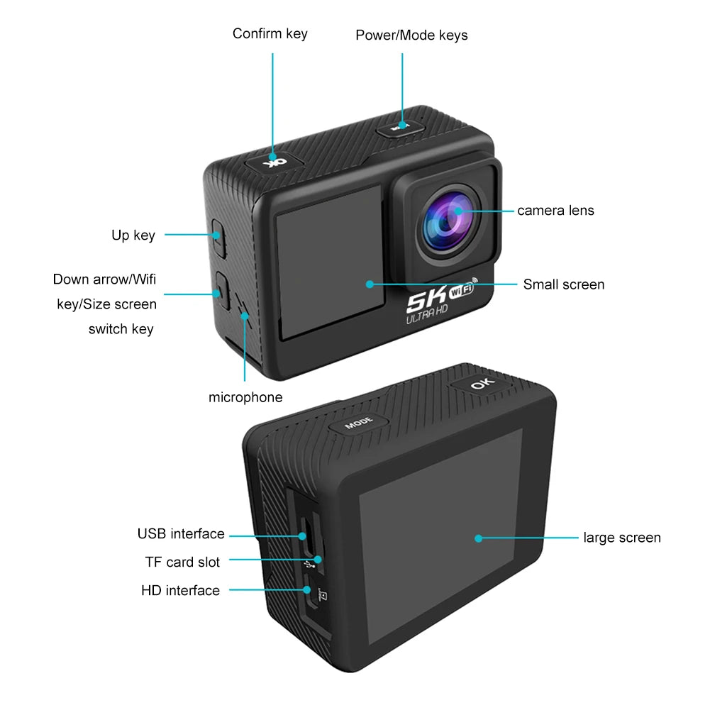 4K 60FPS Dual-Screen Action Camera with Remote 4K 60FPS Dual-Screen Action Camera with Remote