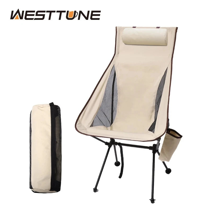 WESTTUNE Folding Camping Chair – Lightweight with Headrest & Aluminum Frame WESTTUNE Folding Camping Chair – Lightweight with Headrest & Aluminum Frame