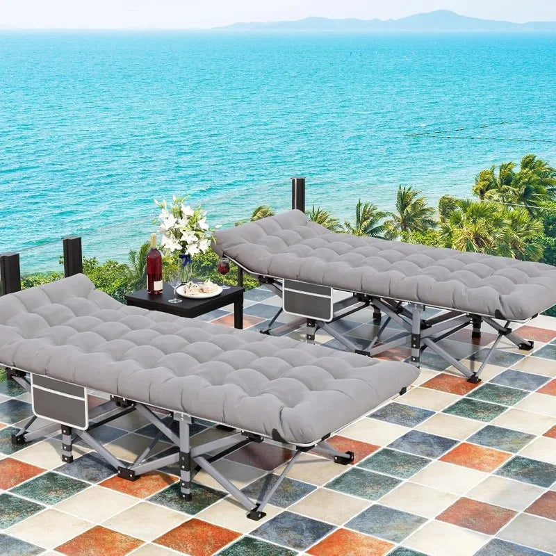 Oversized Folding Camping Cot with Mattress – 73 Oversized Folding Camping Cot with Mattress – 73"x28" Gray