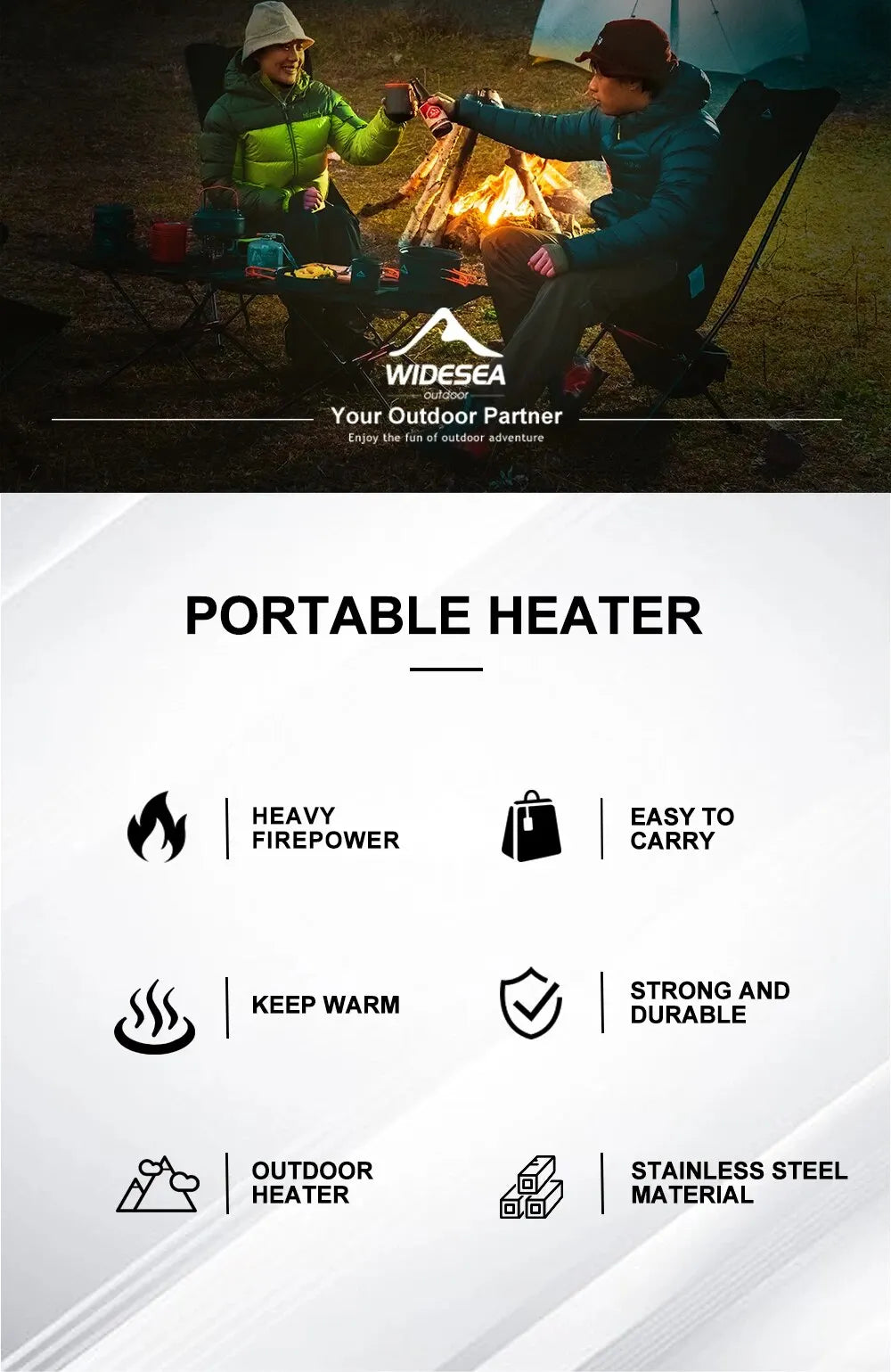 Widesea Portable Stainless Steel Camping Heater – Outdoor Gas Burner & Fireplace Widesea Portable Stainless Steel Camping Heater – Outdoor Gas Burner & Fireplace