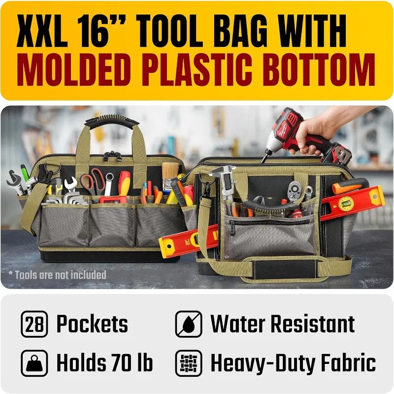 16 16" Heavy-Duty Tool Bag with 28 Pockets