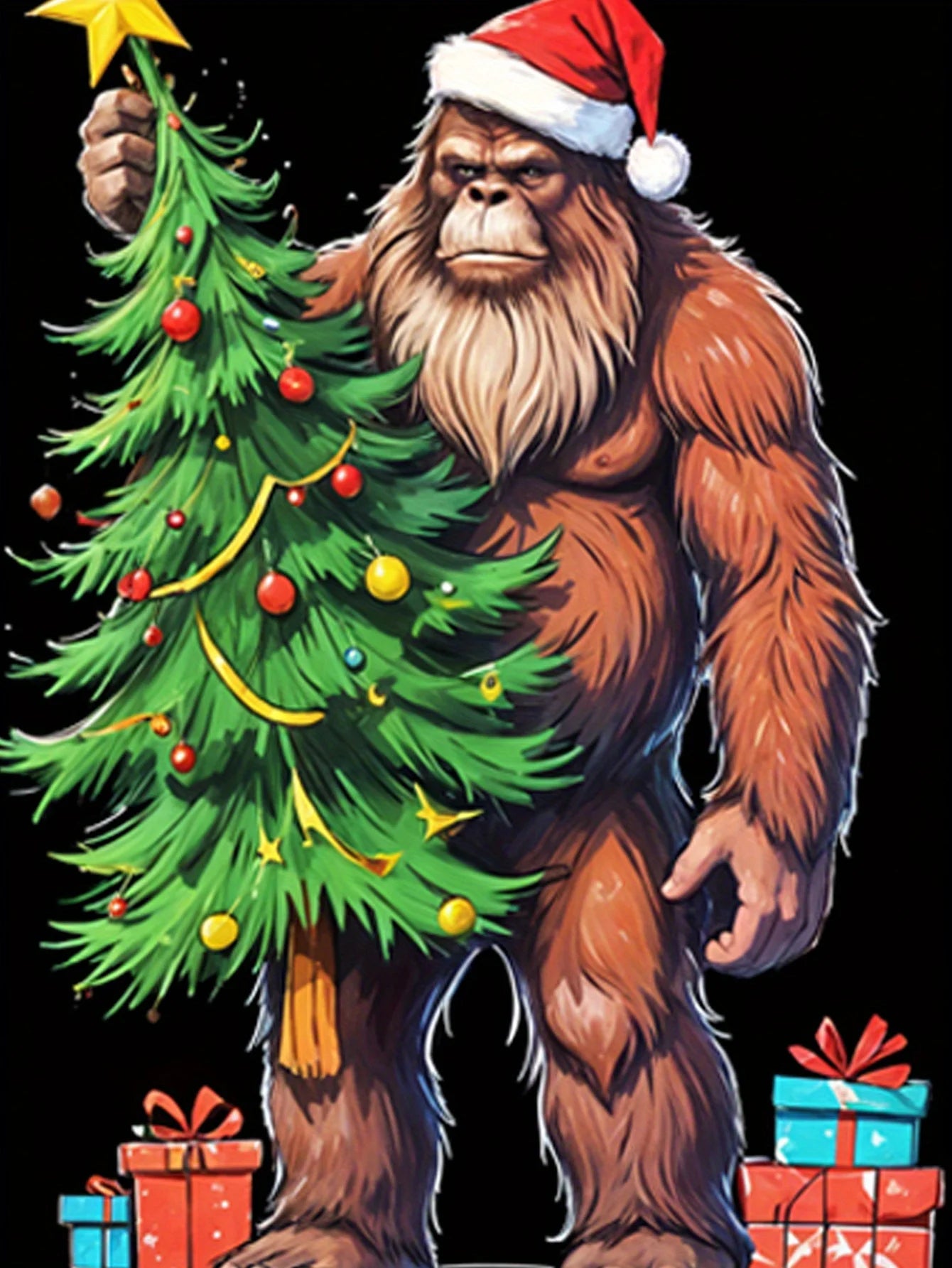 Men’s Christmas Bigfoot 3D Printed T-Shirt Men’s Christmas Bigfoot 3D Printed T-Shirt