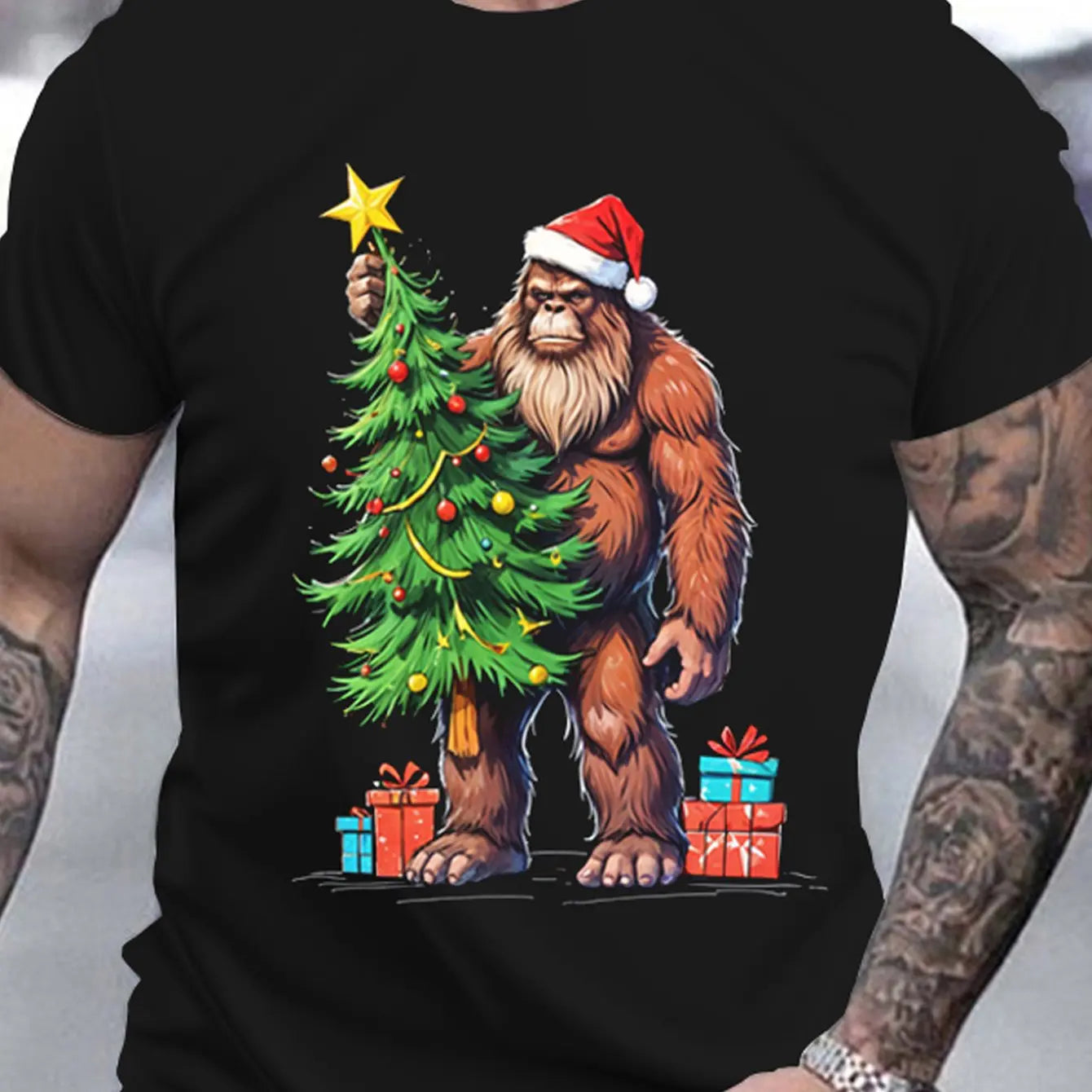 Men’s Christmas Bigfoot 3D Printed T-Shirt Men’s Christmas Bigfoot 3D Printed T-Shirt
