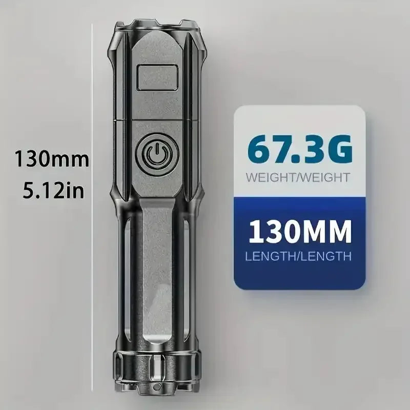 Super Bright Tactical LED Flashlight – 4 Modes, Zoomable, USB Rechargeable, Waterproof Super Bright Tactical LED Flashlight – 4 Modes, Zoomable, USB Rechargeable, Waterproof