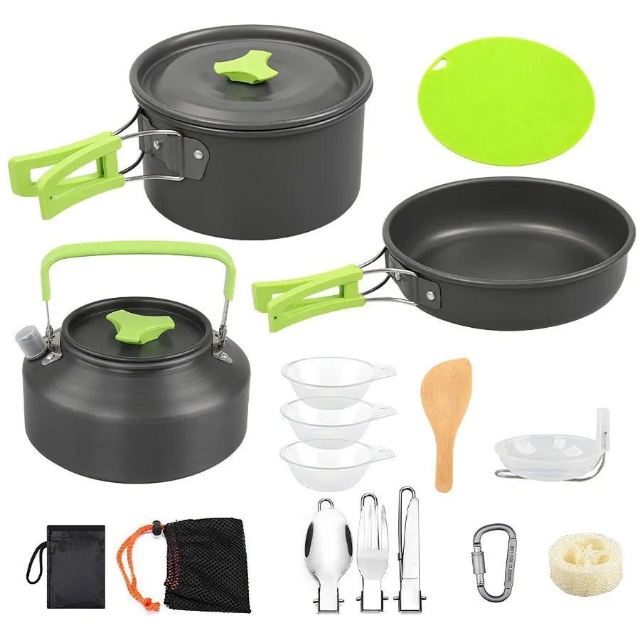 16-Piece Camping Cookware Set with Stove & Utensils 16-Piece Camping Cookware Set with Stove & Utensils