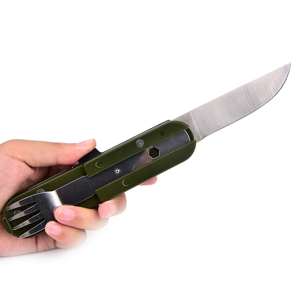 Stainless Steel Folding Camping Cutlery Set
