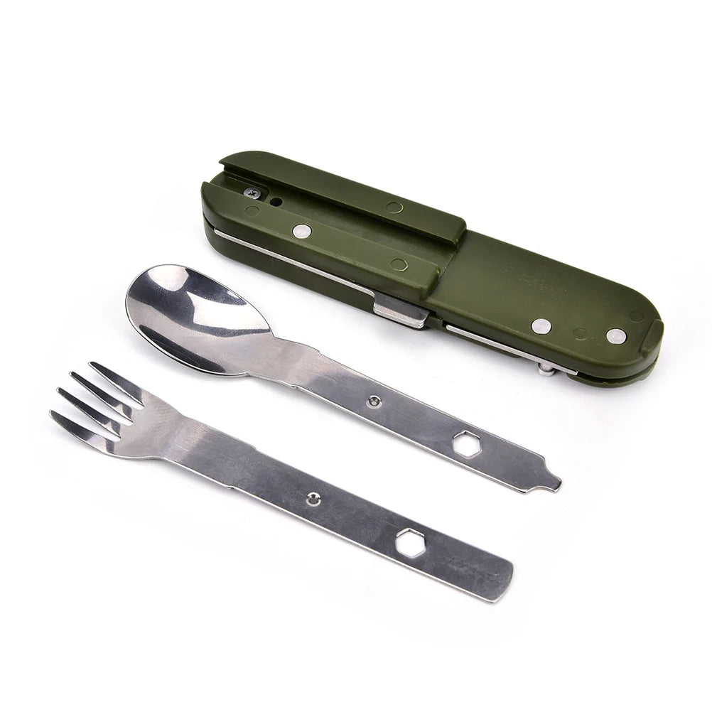 Stainless Steel Folding Camping Cutlery Set