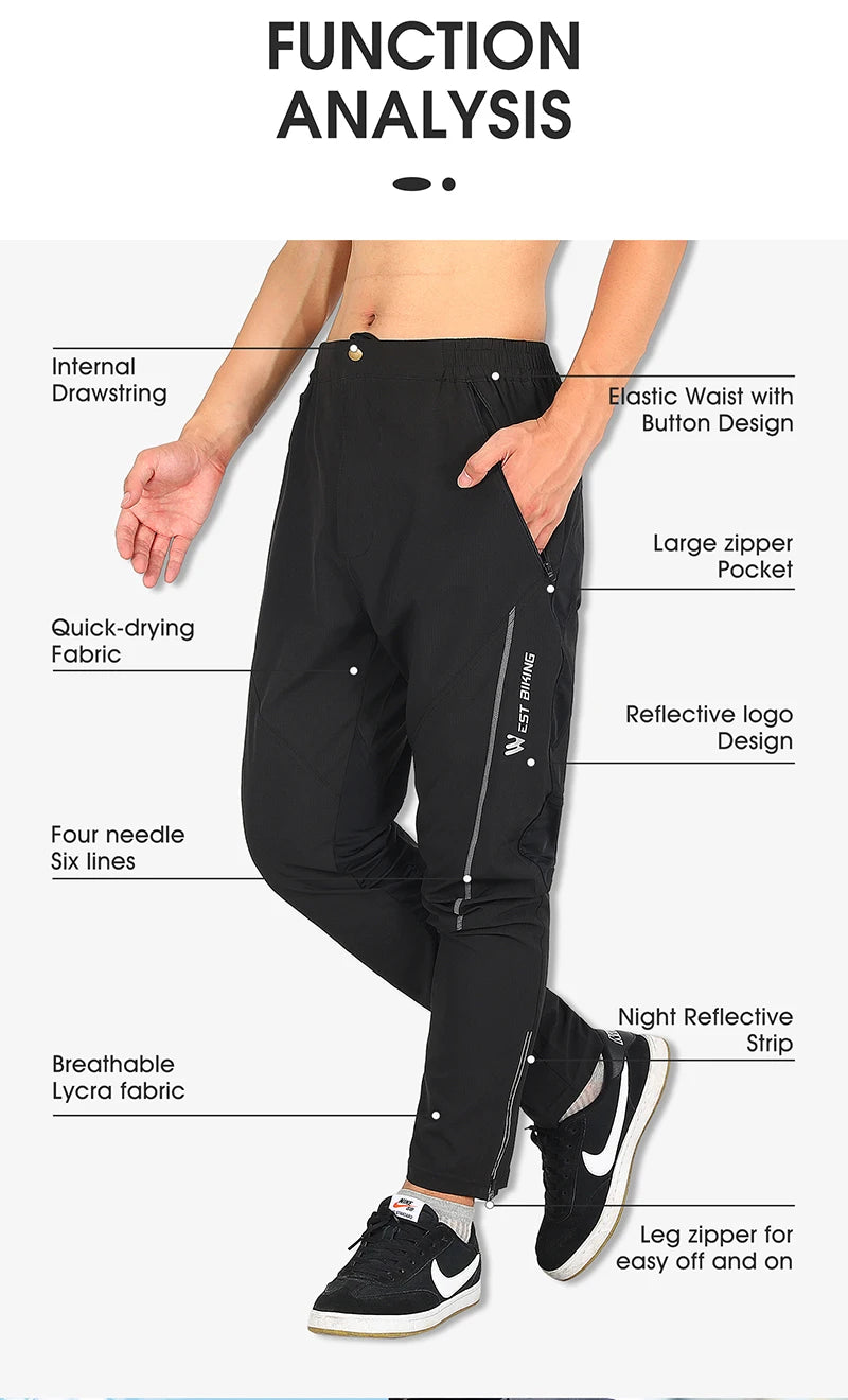 WEST BIKING Quick-Dry Reflective Sports Pants for Men