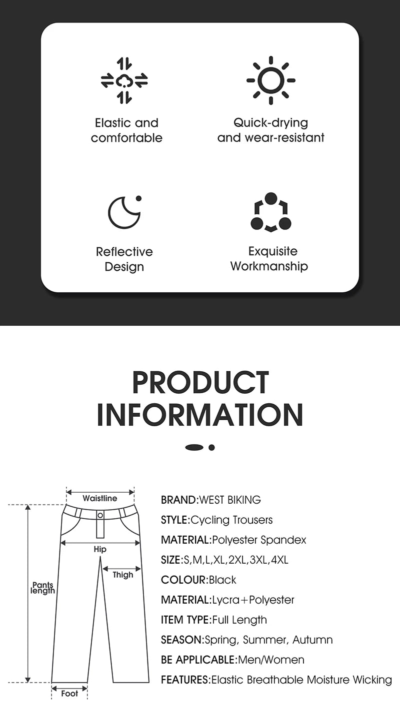WEST BIKING Quick-Dry Reflective Sports Pants for Men