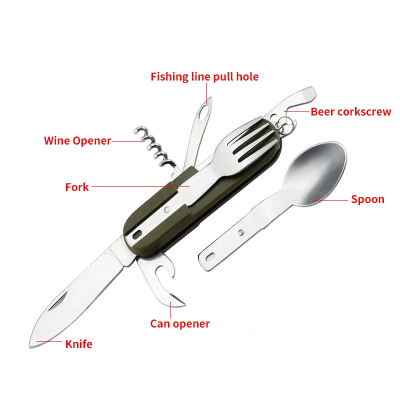 Stainless Steel Folding Camping Cutlery Set