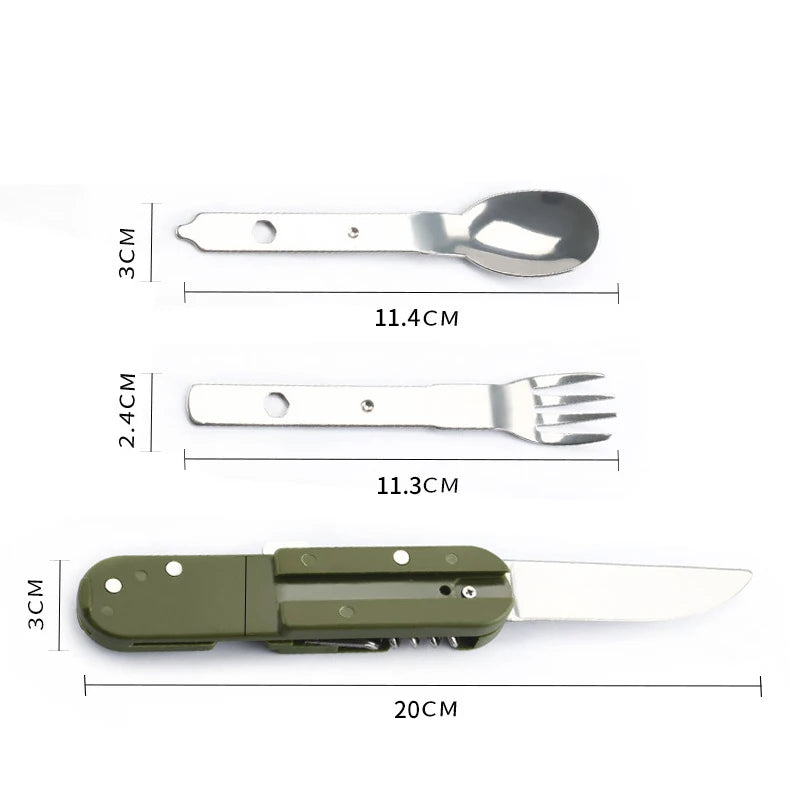 Stainless Steel Folding Camping Cutlery Set