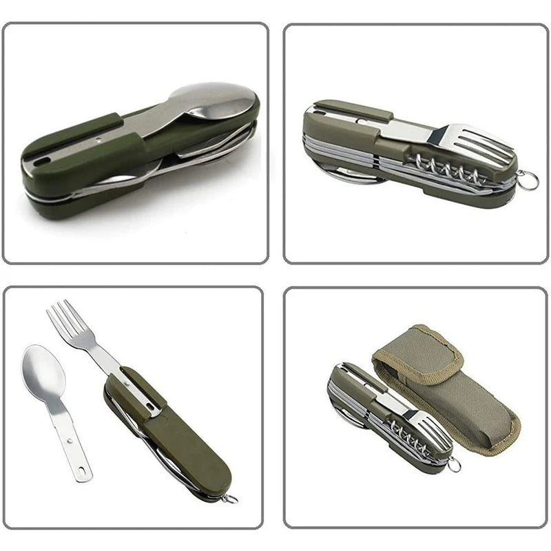 Stainless Steel Folding Camping Cutlery Set