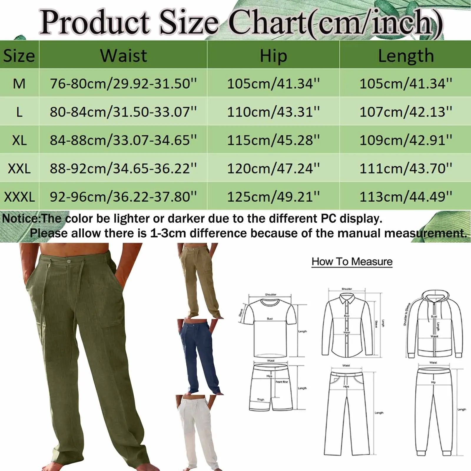 Men’s Plus Size Cotton-Linen Casual Drawstring Pants