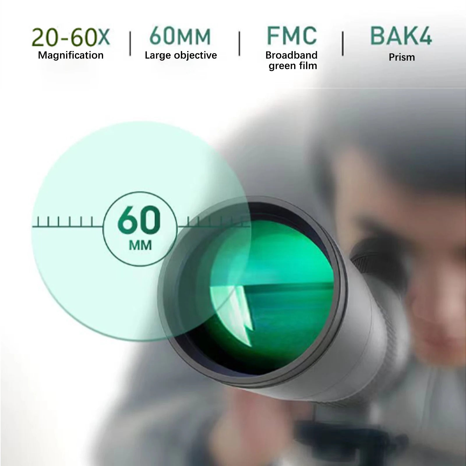 20–60x60 Spotting Scope with Phone Adapter & Tripod