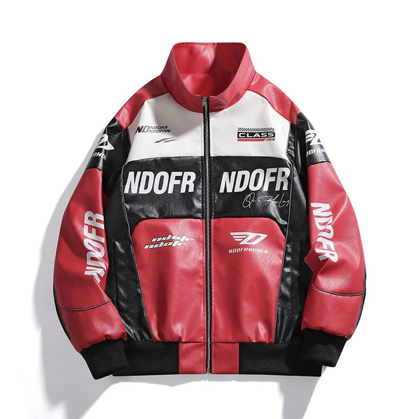 Men’s PU Leather Jacket – Stand Collar, Multi-Pocket