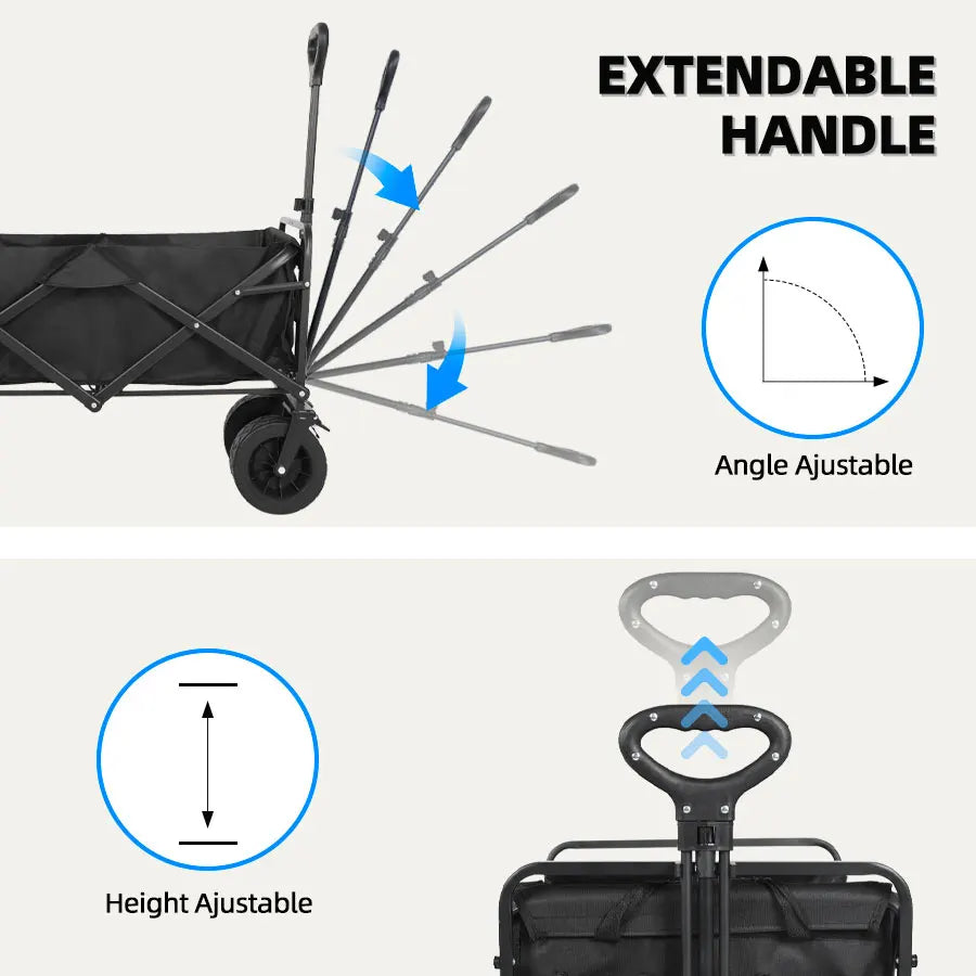 Heavy-Duty Folding Utility Wagon – Collapsible Outdoor Cart for Beach, Garden & Camping