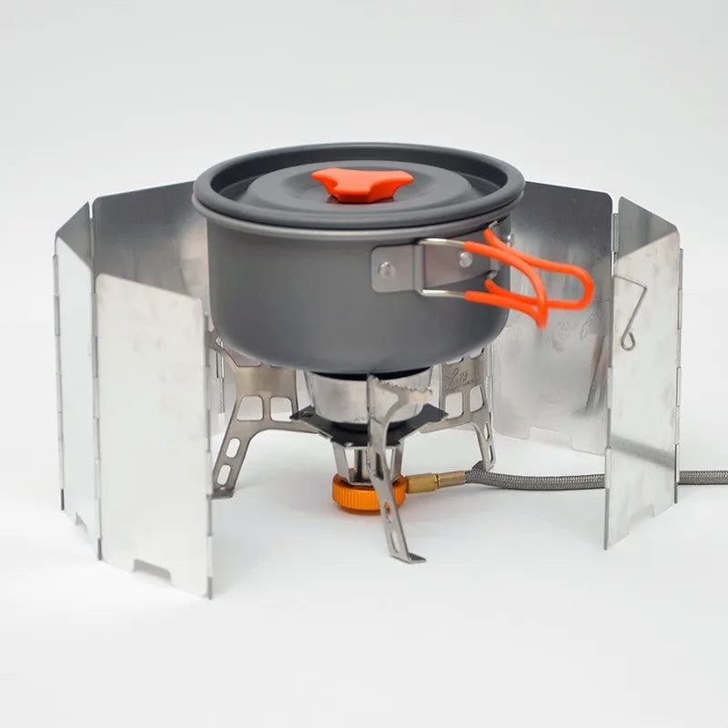 Aluminum Alloy Camping Stove Windshield – 8/9/10 Plate Foldable Wind Screen