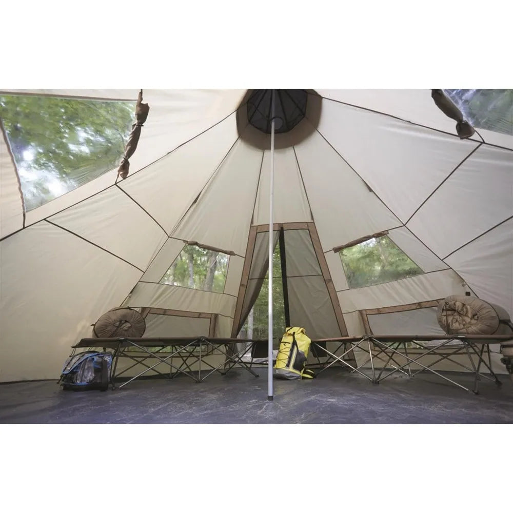 8-Person Waterproof Camping Teepee Tent – 18'x18'