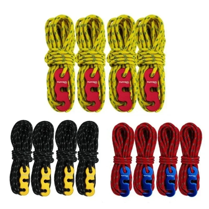 Reflective Tent Ropes (4-Pack) – Windproof Camping Lines with Buckles