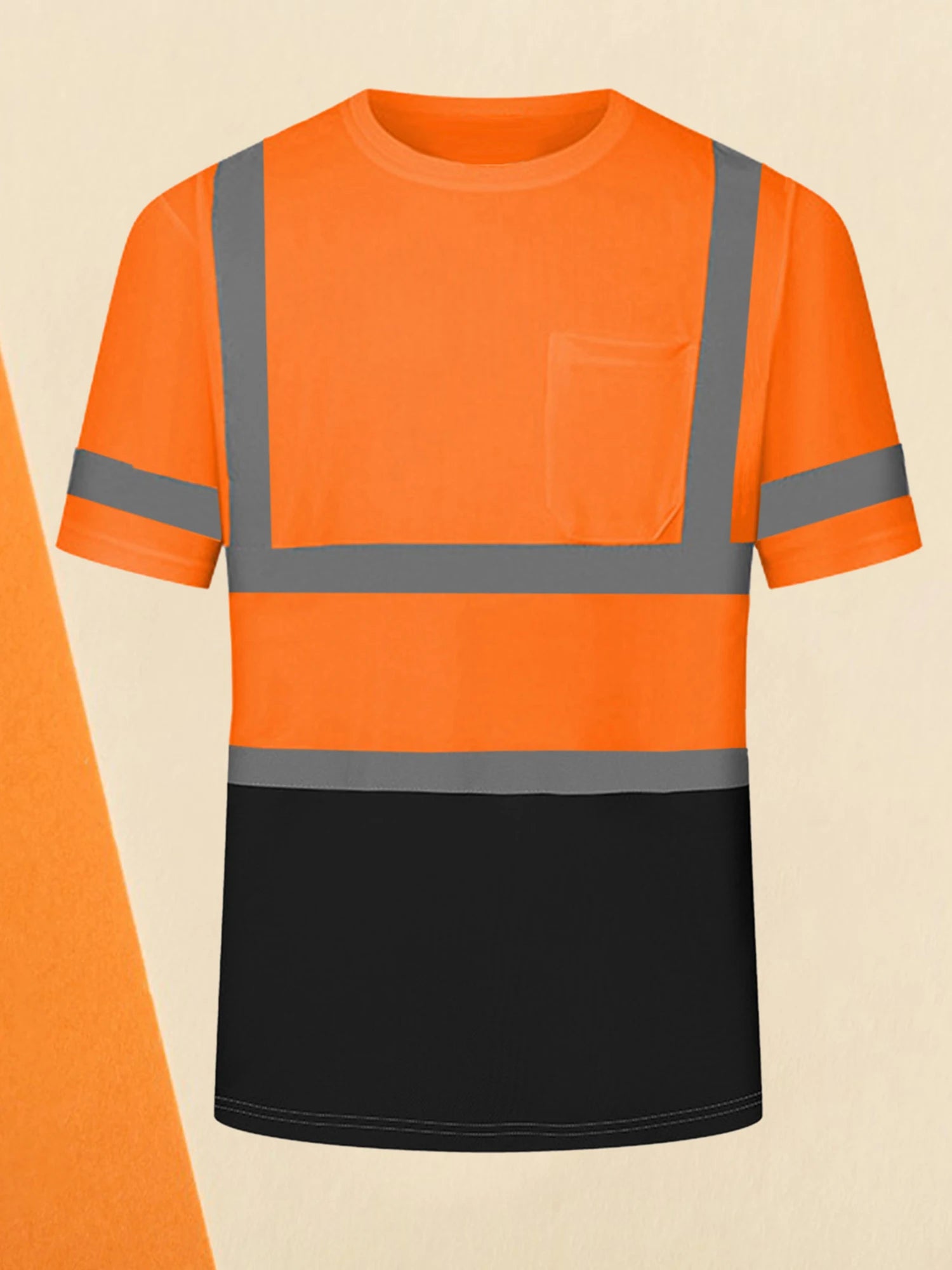 Men’s Hi-Vis Reflective Safety T-Shirt with Pocket