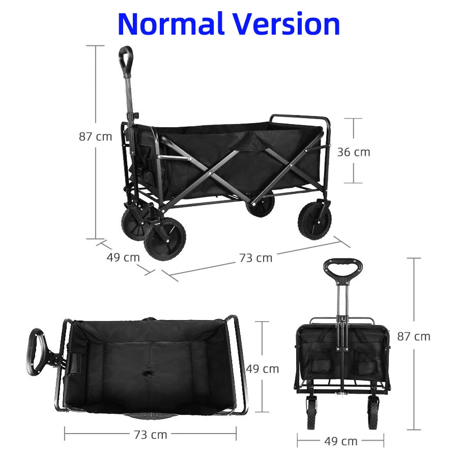 Heavy-Duty Folding Utility Wagon – Collapsible Outdoor Cart for Beach, Garden & Camping