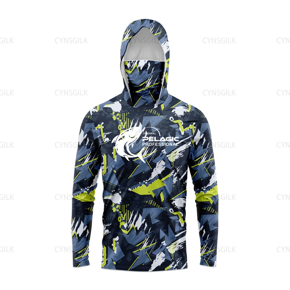 Pelagic Men’s Long Sleeve Hooded Fishing Shirt – UV Protection Performance Apparel