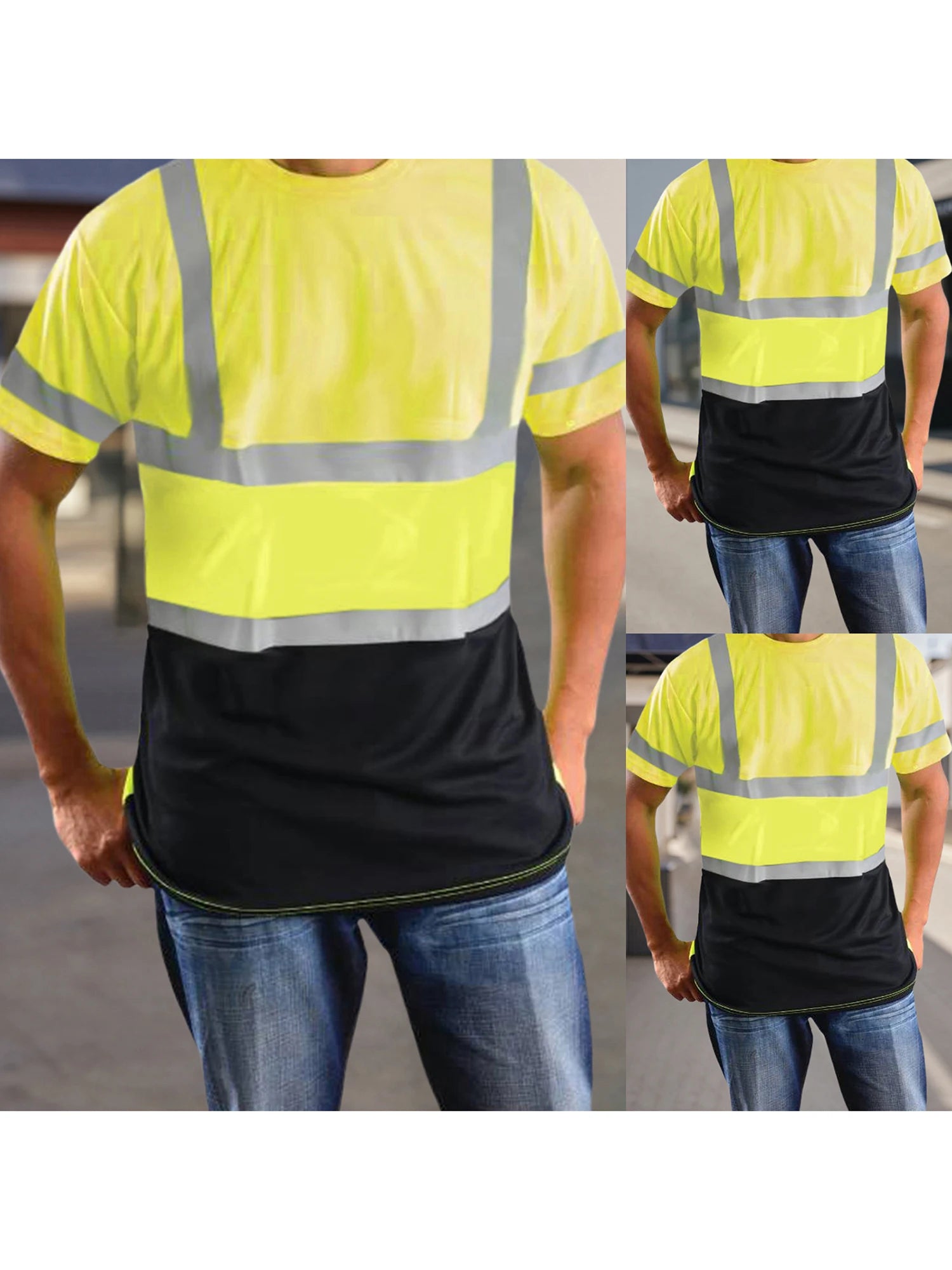 Men’s Hi-Vis Reflective Safety T-Shirt with Pocket