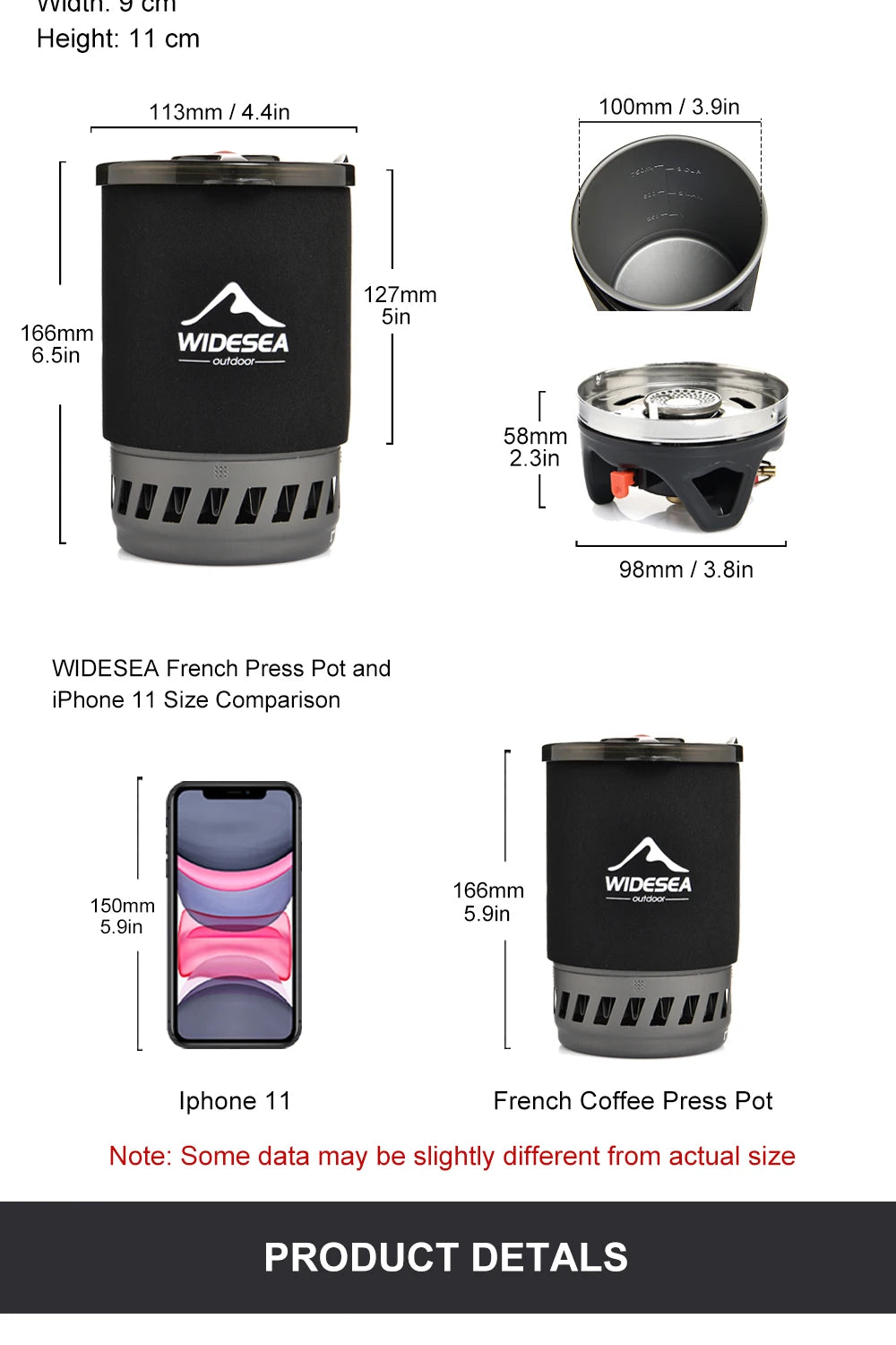 Widesea Camping Cooking System – Gas Stove with Heat Exchanger, Pot & Cup Set