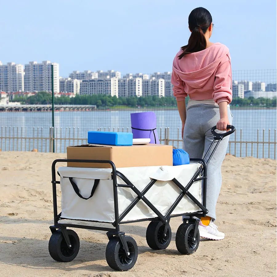 Heavy-Duty Folding Utility Wagon – Collapsible Outdoor Cart for Beach, Garden & Camping