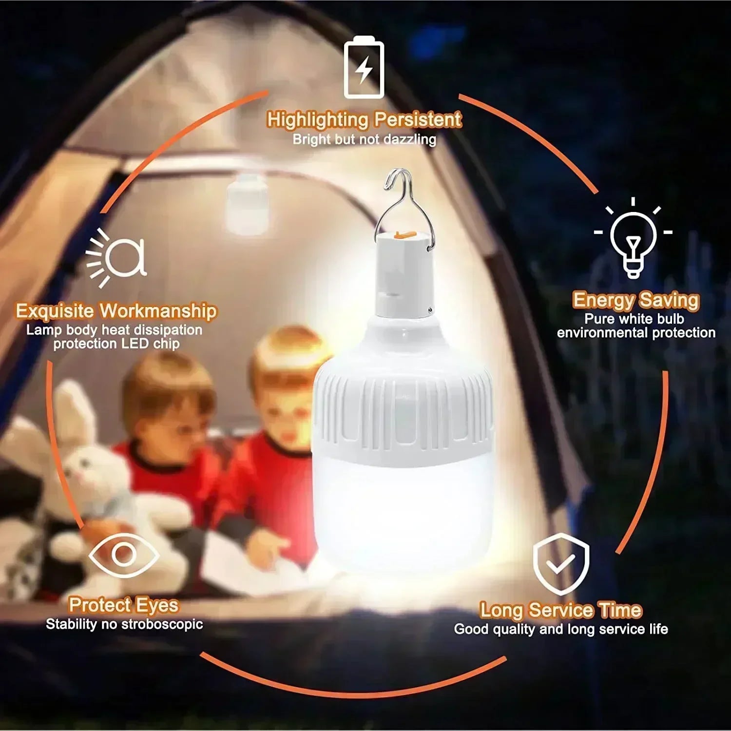 60W Rechargeable LED Emergency Lantern – Portable Outdoor Camping Light