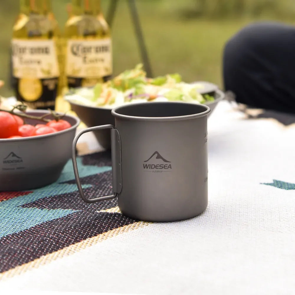 Widesea Titanium Camping Mug – Lightweight Outdoor Travel Cup for Hiking & Picnic