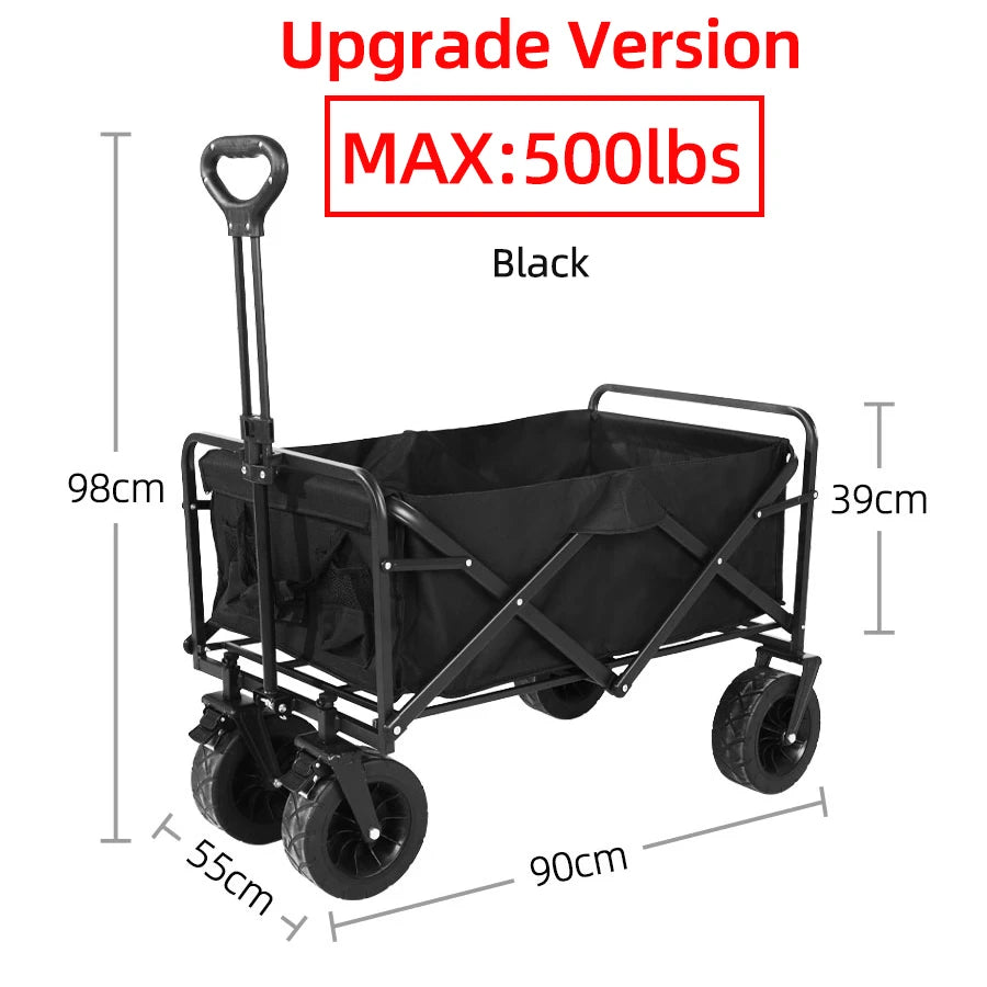 Heavy-Duty Folding Utility Wagon – Collapsible Outdoor Cart for Beach, Garden & Camping