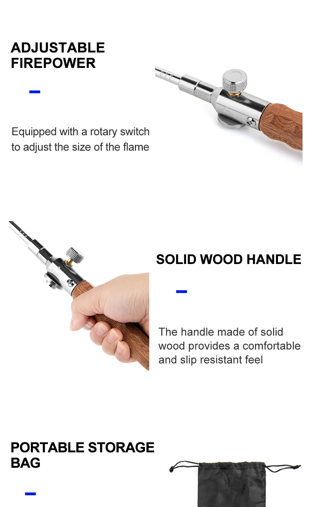 Widesea Portable Camping Flame Igniter with Wooden Handle