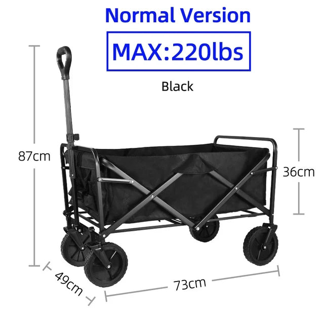 Heavy-Duty Folding Utility Wagon – Collapsible Outdoor Cart for Beach, Garden & Camping
