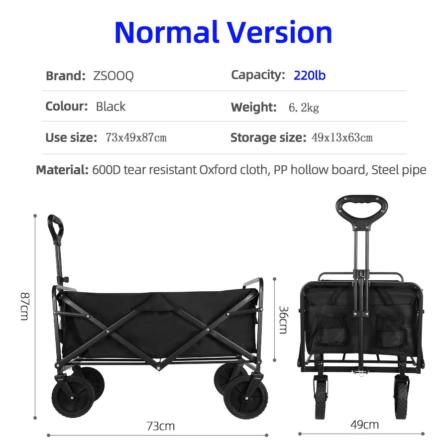 Heavy-Duty Folding Utility Wagon – Collapsible Outdoor Cart for Beach, Garden & Camping
