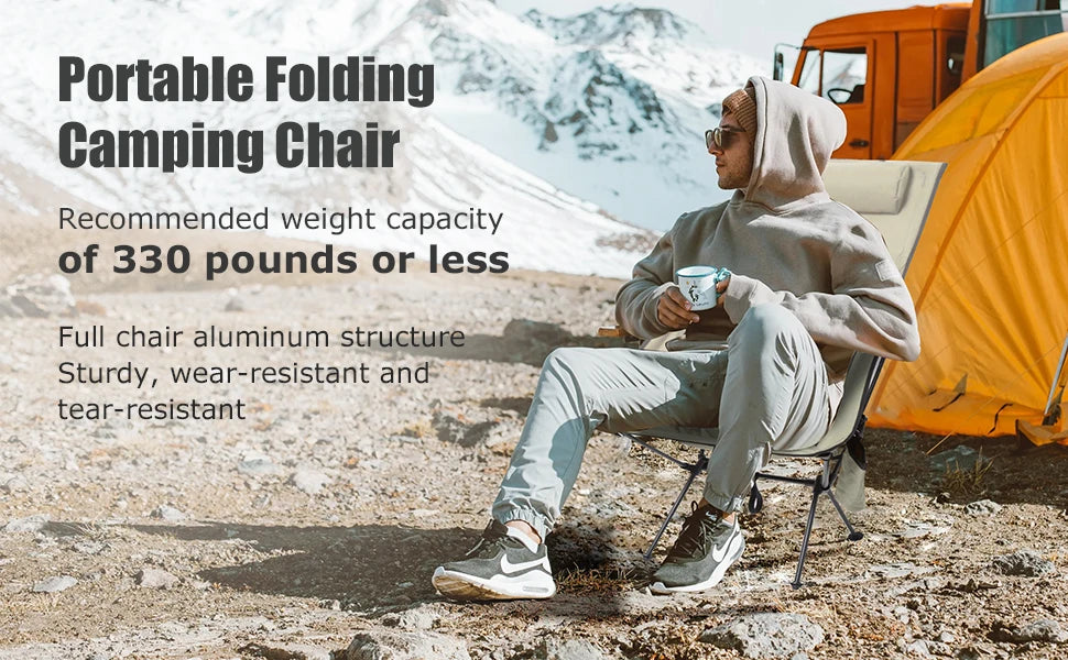 WESTTUNE Folding Camping Chair – Lightweight with Headrest & Aluminum Frame