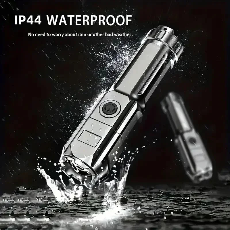 Super Bright Tactical LED Flashlight – 4 Modes, Zoomable, USB Rechargeable, Waterproof