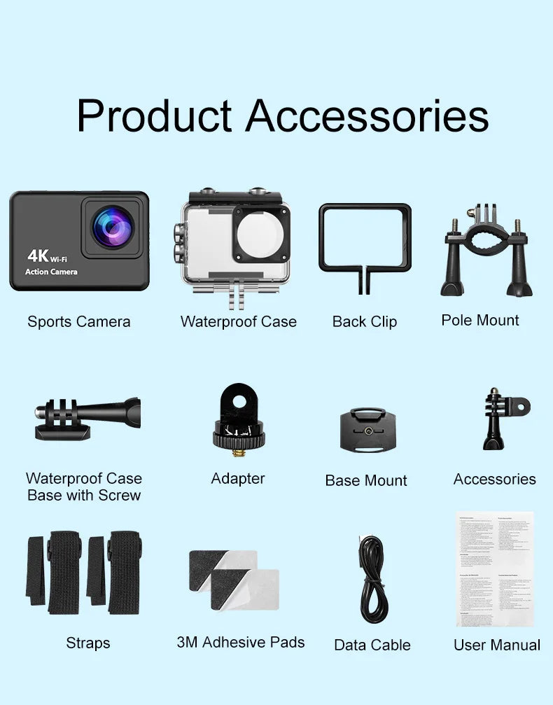 4K Action Camera with WiFi – Waterproof Sports Cam