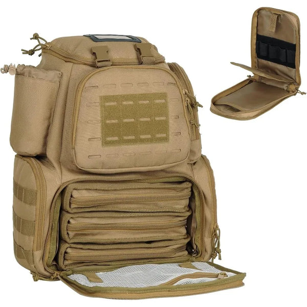 Tactical Pistol Range Backpack with 3 Pistol Cases