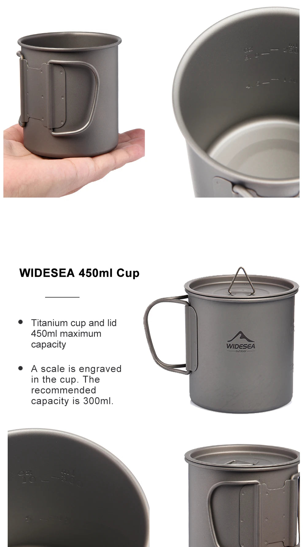 Widesea Titanium Camping Mug – Lightweight Outdoor Travel Cup for Hiking & Picnic