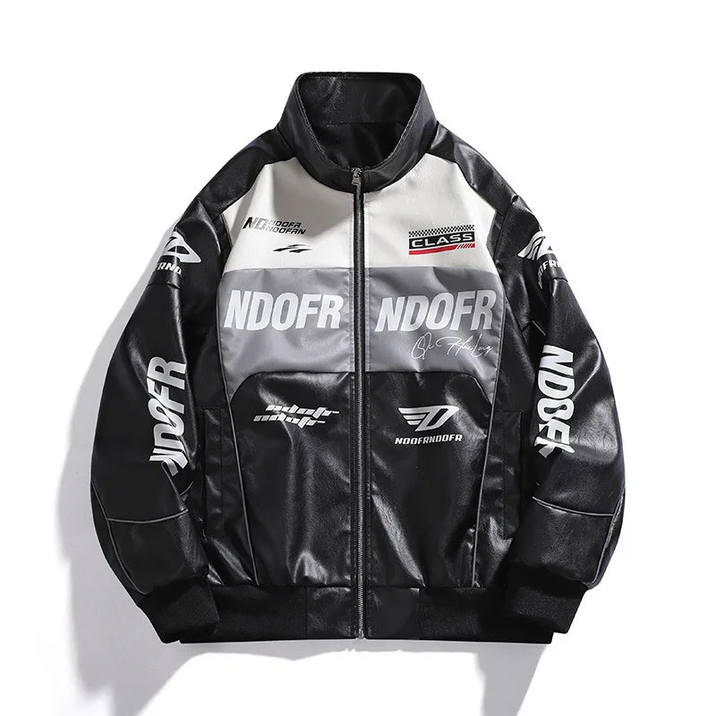 Men’s PU Leather Jacket – Stand Collar, Multi-Pocket