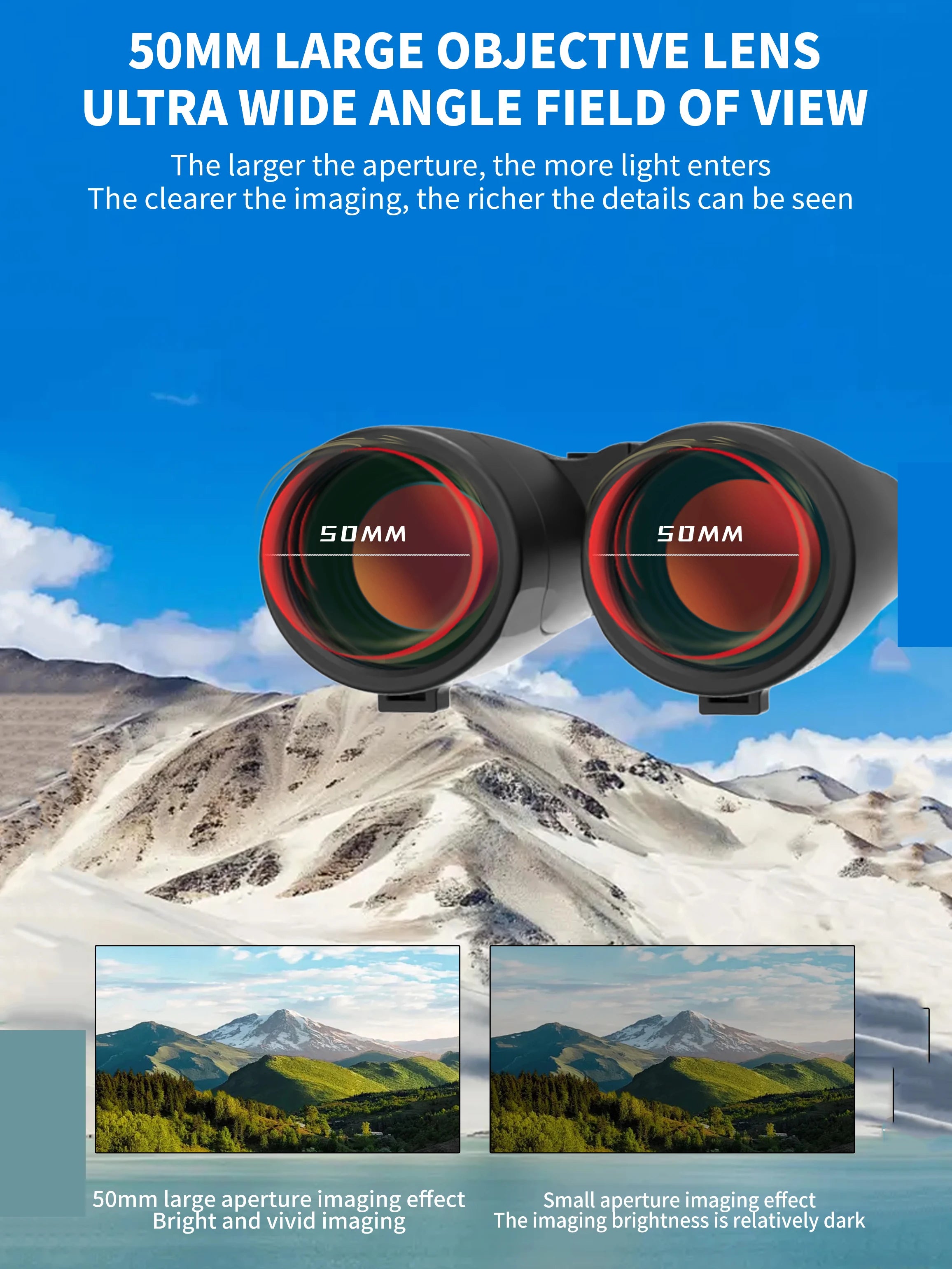 10x50 Waterproof Binoculars – BAK4 Prism Long Range