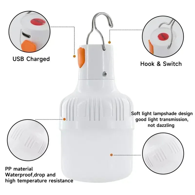 60W Rechargeable LED Emergency Lantern – Portable Outdoor Camping Light