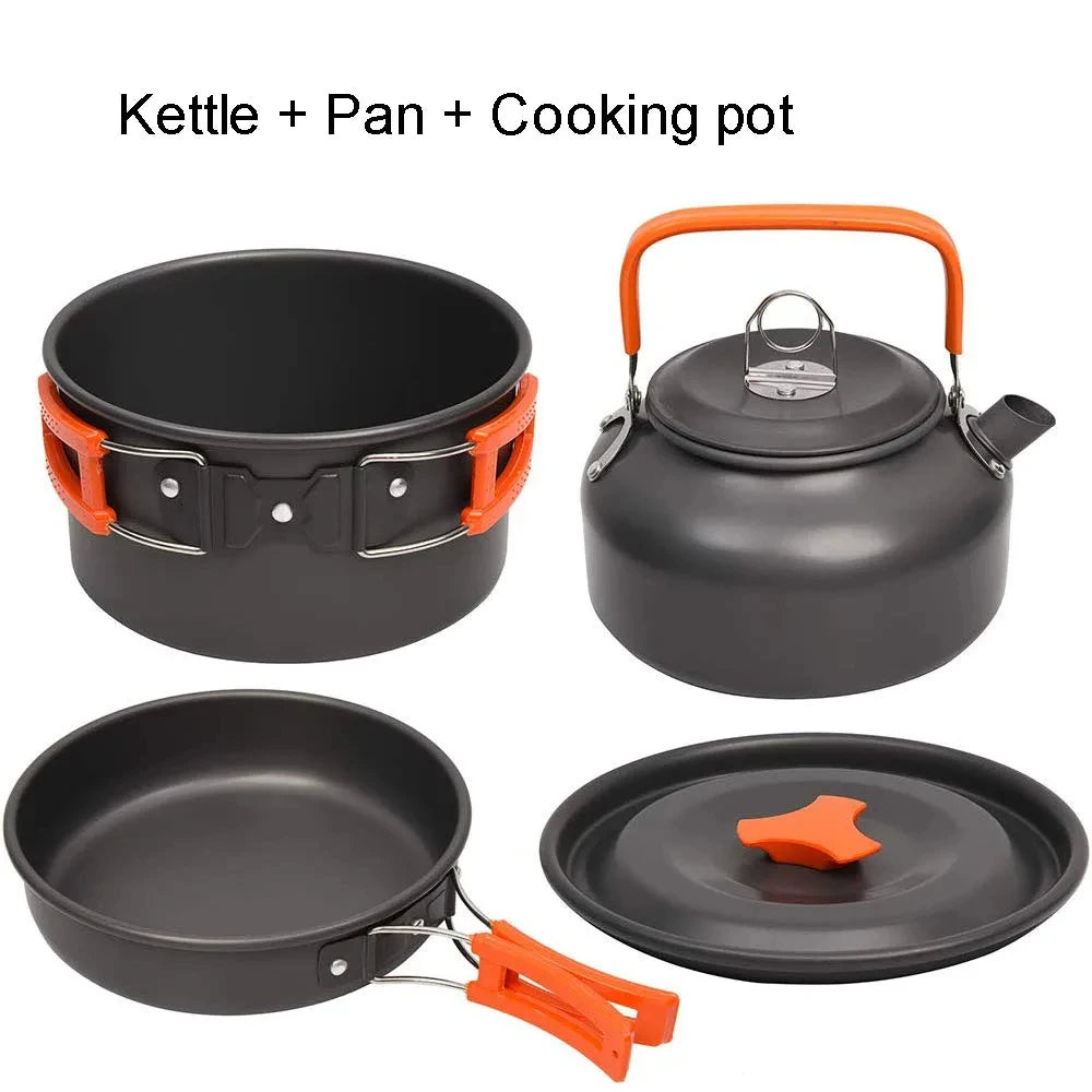 Camping Cookware Set for 2-3 People – Non-Stick Pots & Teapot
